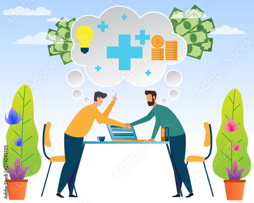 Two man handshake with positive thinking makes a better life and success in life and career. Success in positive thinking and good acting. positive thinking concept vector illustration.