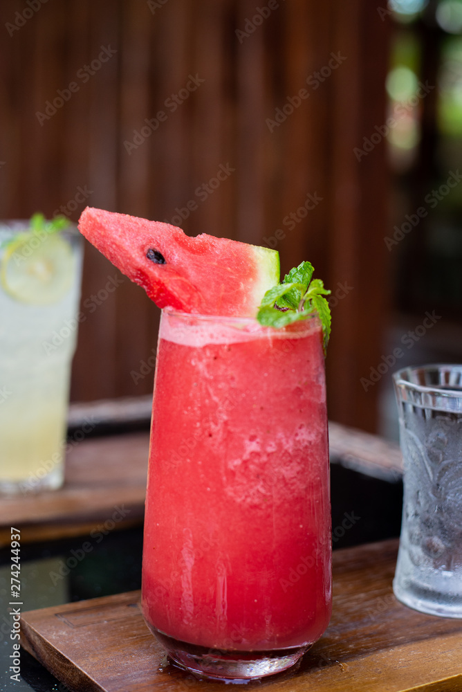 fresh watermelon smoothie and mint leaves fresh watermelon smoothie and mint leaves