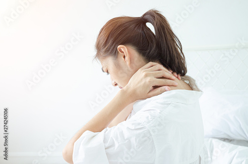 Sick woman with pain.