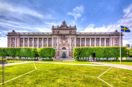 Photography Parliament house (Riksdag) building in Stockholm, Sweden