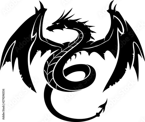 Black Dragon, Front View Vector