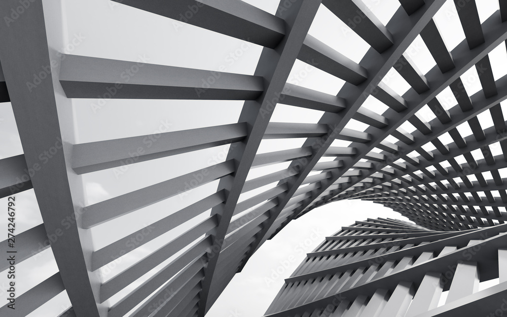 Abstract of metal structure,Steel architecture design,Black and white