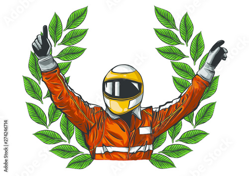Car racing man cartoon vector illustratio design