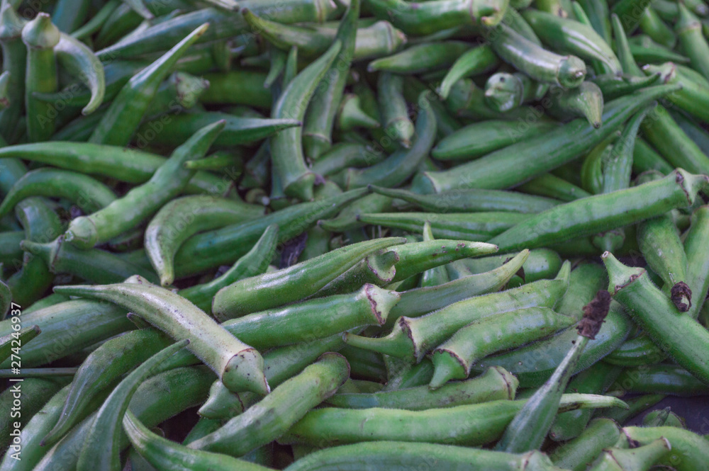 green okra arranged in bunch for sale green okra arranged in bunch for sale