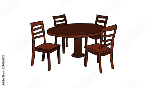 Dining Table Vector Hand Drawn Sketch Style