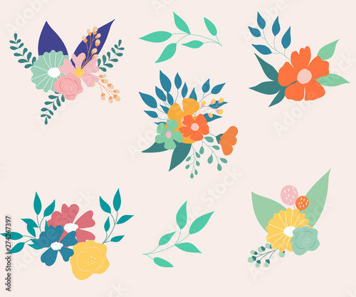 Bohemian flowers composition  vector illustration