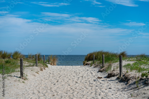 Scenic dunes panorama on a bright summer day