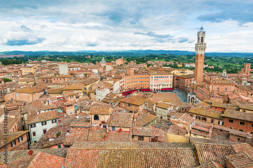 Cityscape of Siena in Italy