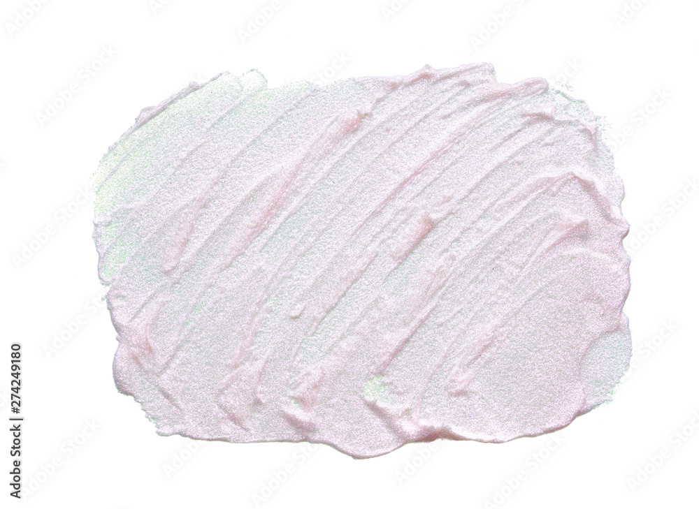 Pearly pink smears and texture of expensive face cream isolated on white background Pearly pink smears and texture of expensive face cream isolated on white background