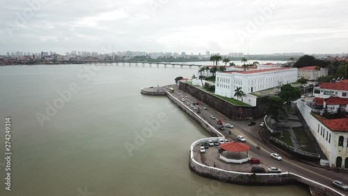 jose sarney bridge and palacio dos leoes, historical building in sao luis do maranhao, brazil. photo