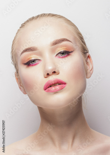 Portrait of beautiful woman with make up, studio shoot
