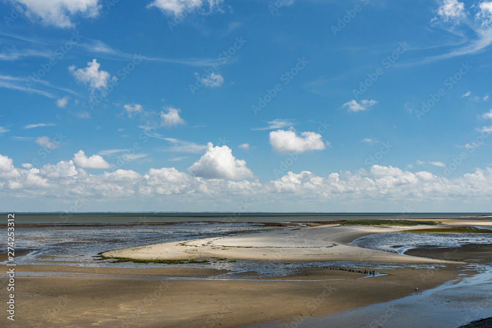 Sylt - View to nature reserve at the Wadden Sea at nearby List Harbor / Germany
