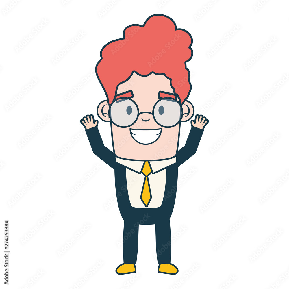 smiling businessman character on white background