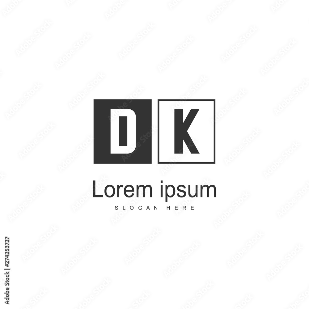 Initial DK logo template with modern frame. Minimalist DK letter logo vector illustration