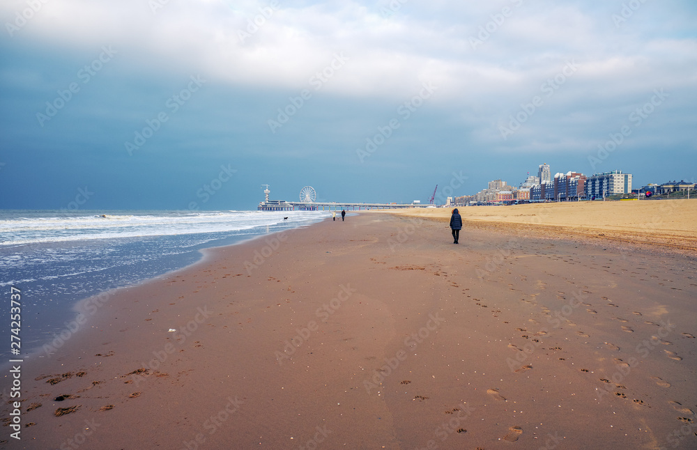 Coast in The Hague, Netherlands in autumn.