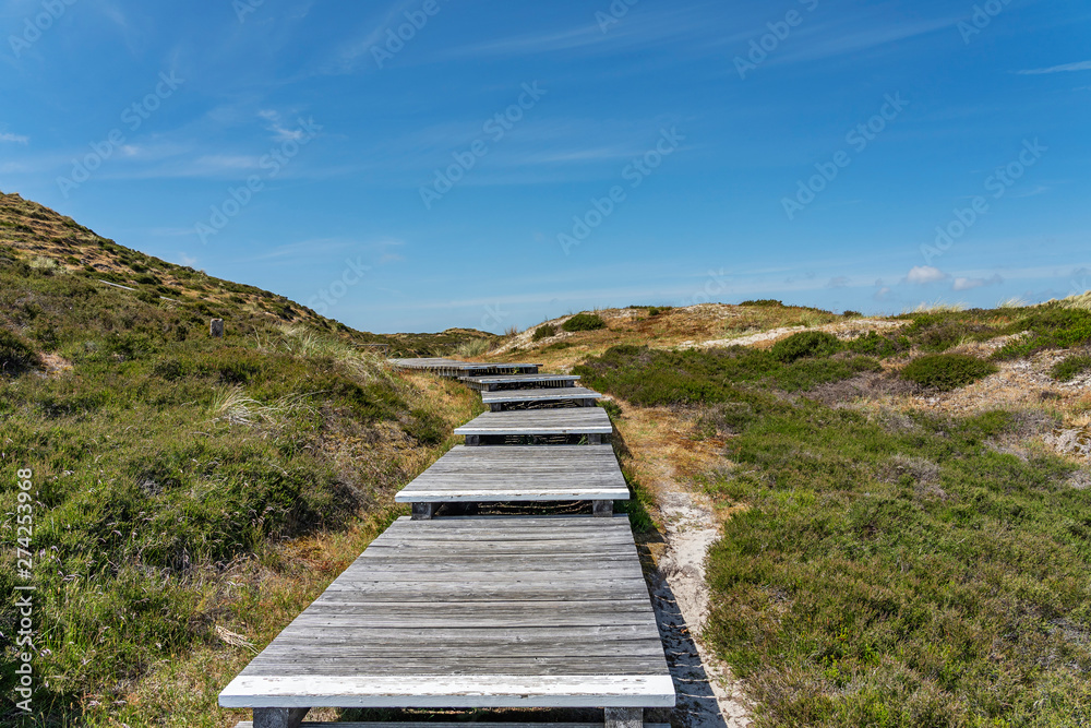 Sylt - View to Hiking trail to the Wadden Sea at nearby List Harbor/ Germany