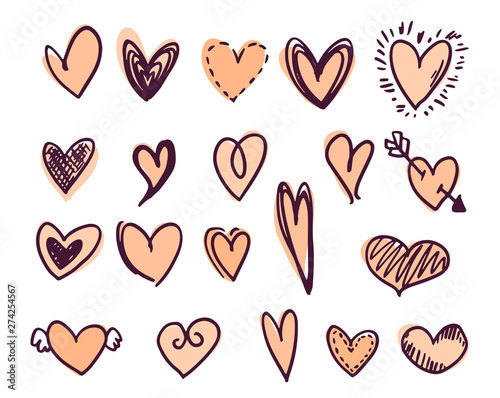 Set of colored heart shapes