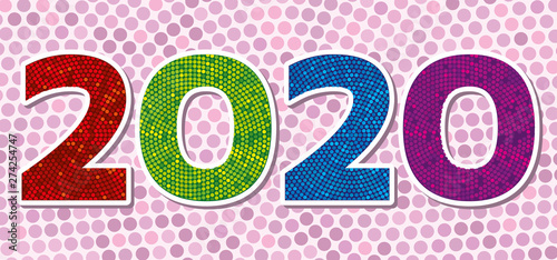 Year 2020 icon with dotted ...