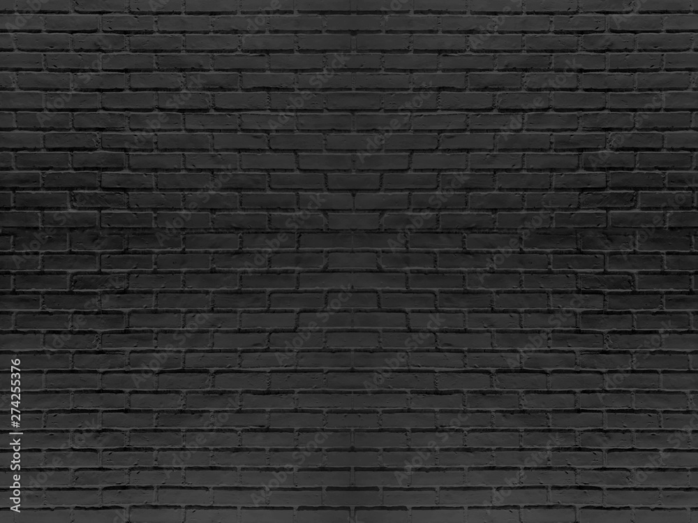 Black brick wall for background and texture.-Image