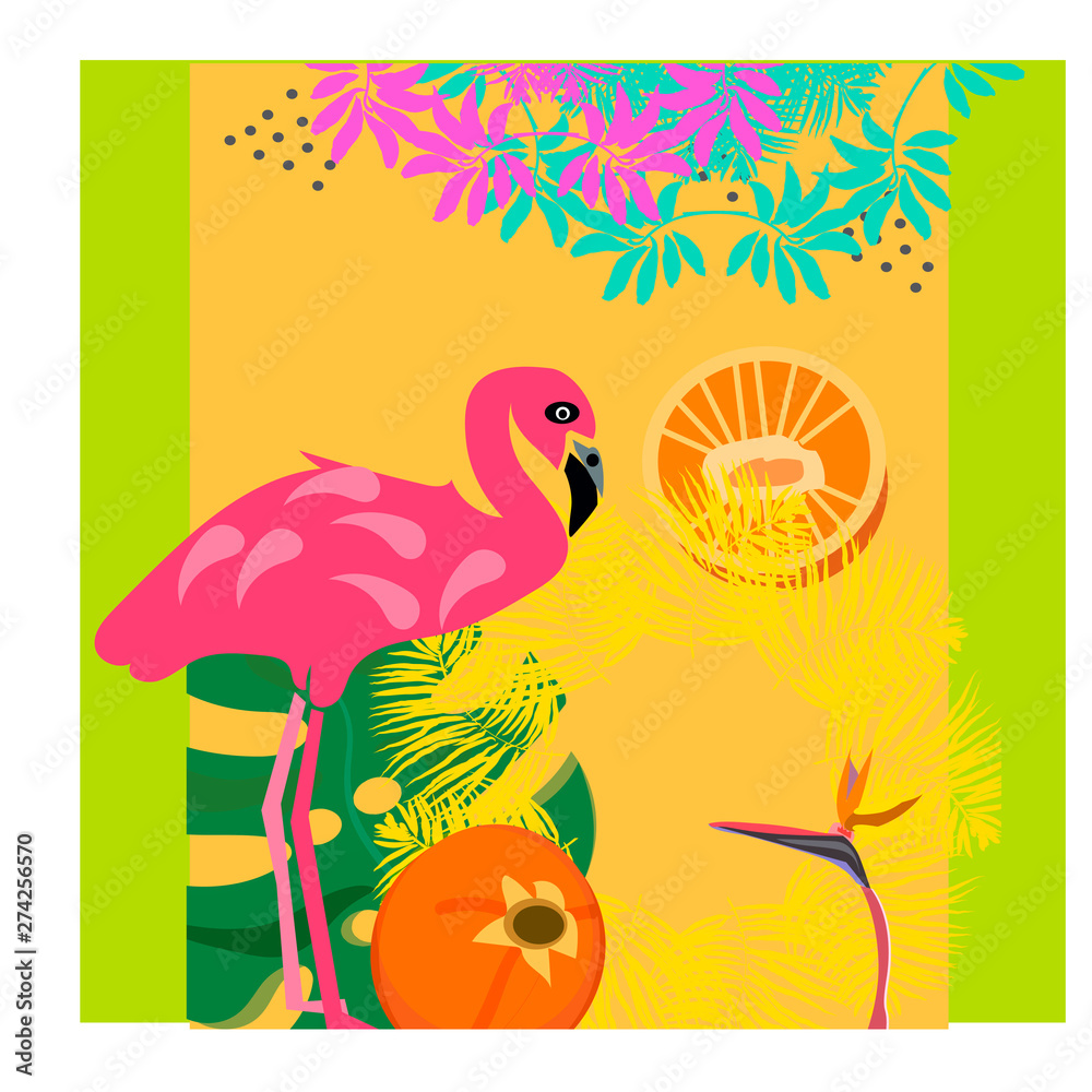 Fototapeta premium Summer tropical backgrounds set with palms, sky and sunset. Summer placard poster flyer invitation card. Summertime.