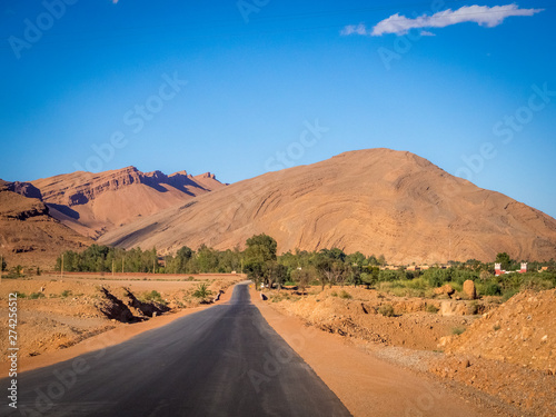 Road in Atlas Mountains in Morocco. Journey through Morocco. road landscape