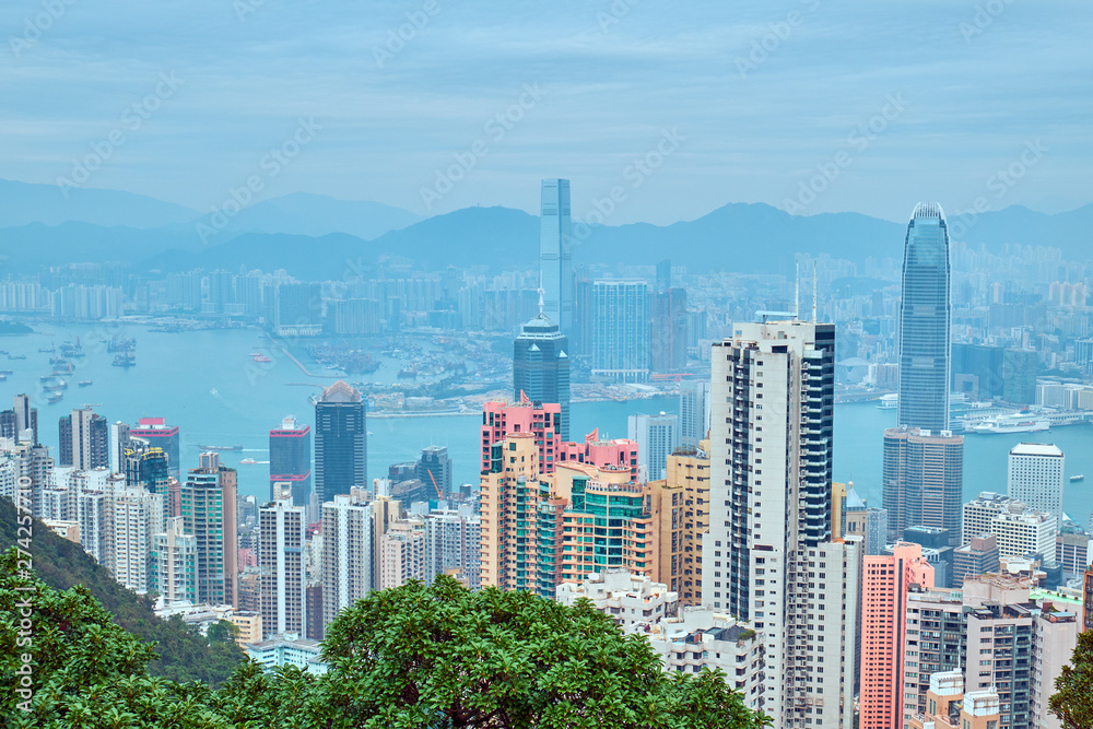 Obraz premium View from Victoria Peak to Hong Kong