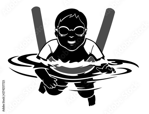 Boy Practicing to Swim with Floating equipment