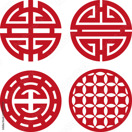 Four chinese coaster for laser cutting or ploter.