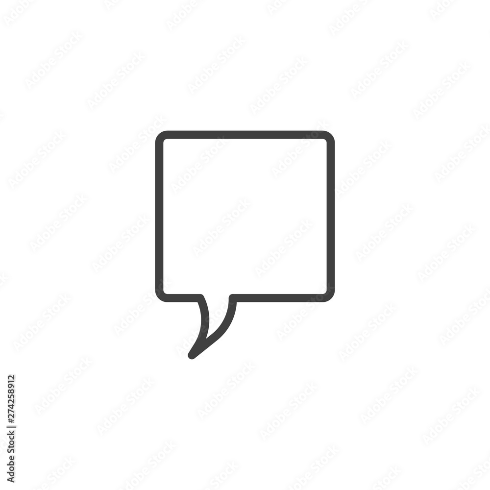 Speech square line icon. linear style sign for mobile concept and web design. Chat, speech, comment, chatting outline vector icon. Symbol, logo illustration. Vector graphics