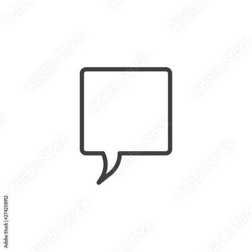 Speech square line icon. linear style sign for mobile concept and web design. Chat, speech, comment, chatting outline vector icon. Symbol, logo illustration. Vector graphics