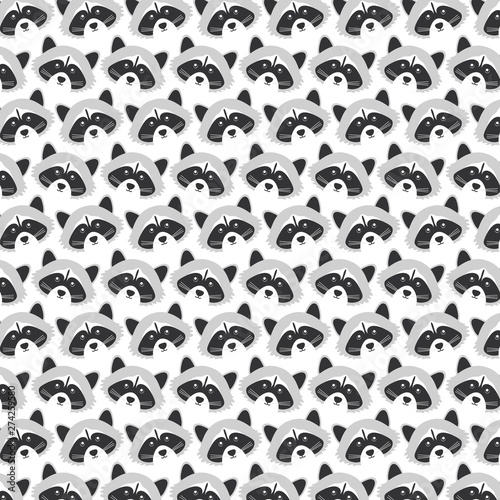 cute raccoons woodland pattern background