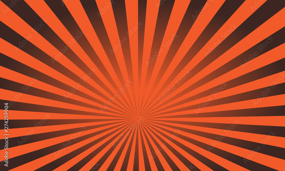 Obraz premium Vector pop art colorful rays background. Black and orange
