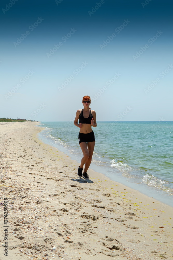 girl running seaside