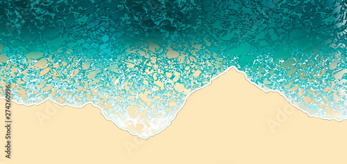 Sea aerial view, ocean waves top view nature background vector illustration