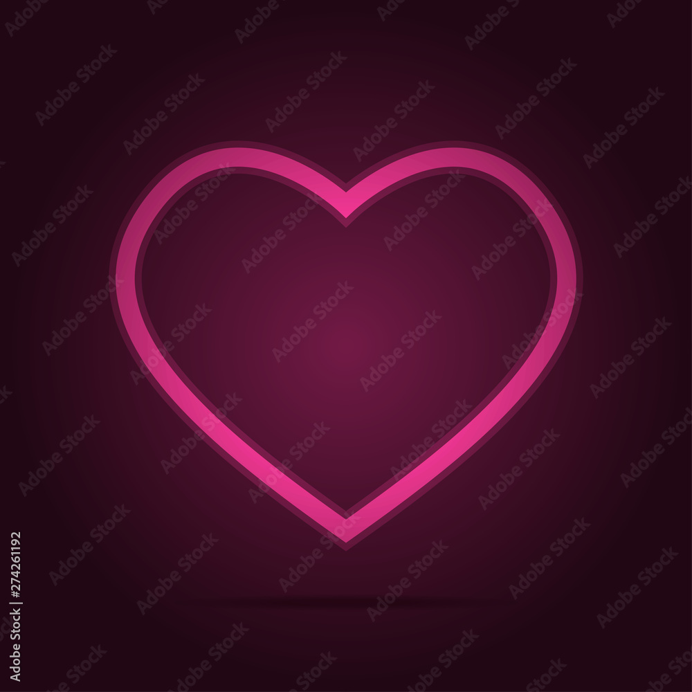 Heart symbol icon with pink outlined and fade opacity