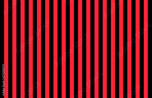Pattern of vertical, same size black and bright red stripes with copy space. Seamless design of symmetrical lines forming pleasing, optical pattern, concept or idea for background, wallpaper or backdr