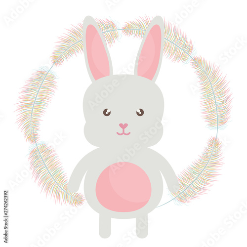 cute little rabbit with feathers frame