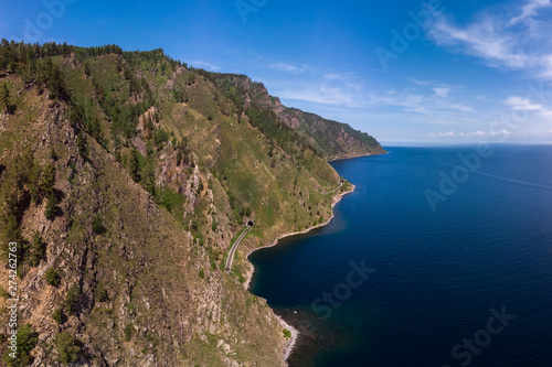 Aerial view of the coast of Lake Baikal