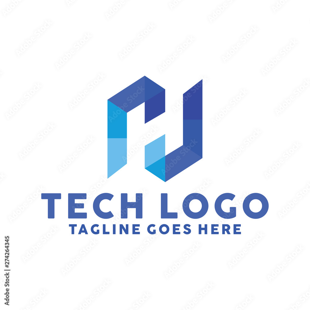Colorful Letter H Logo For Brand Design With Flat Blue Style Color Concept. Identity Logotype. Alphabet And Technology Emblem For Company. Tech Icon For Business. Creative And Modern Graphic Idea.