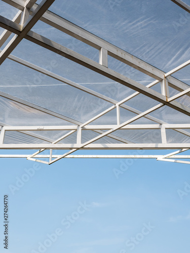 Metal frame of the modern canopy.