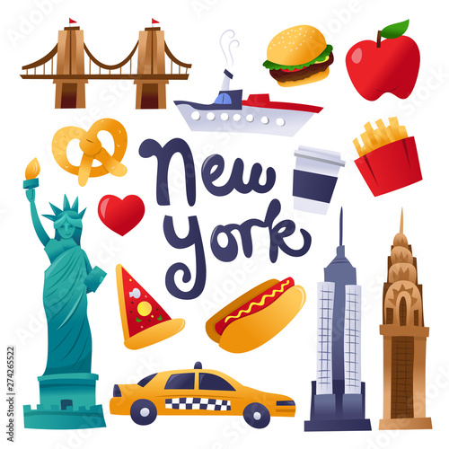 Super Cute New York Culture Icons Set