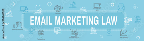 Email Marketing Rules and Regulations Icon Set & Web Header Banner