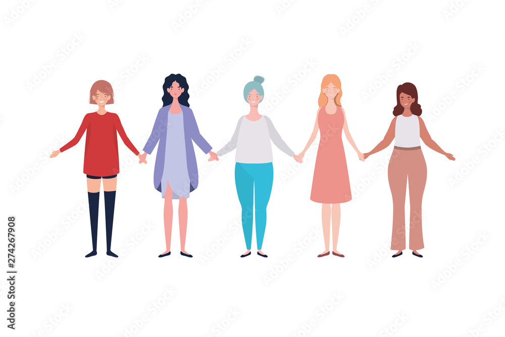 Fototapeta premium young women standing on white background