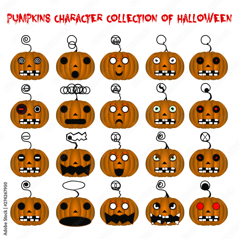 Obraz premium Pumpkins character collection of halloween. 