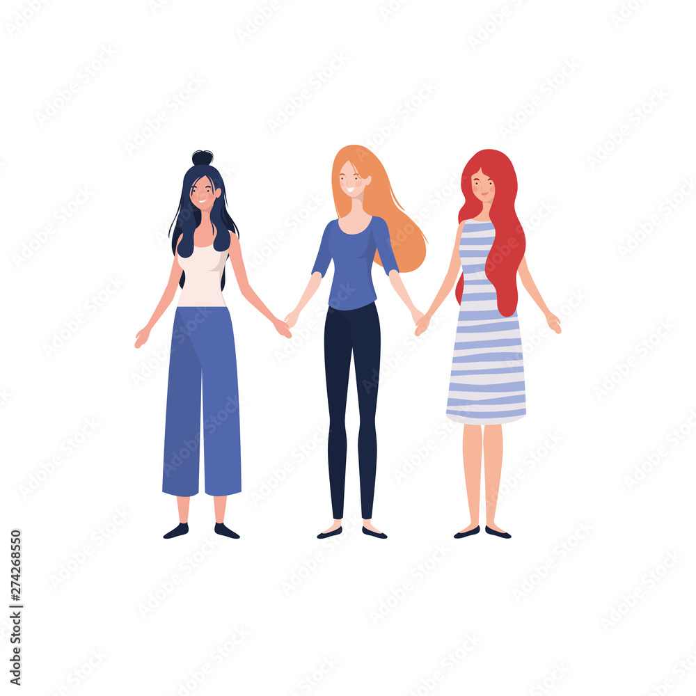 Fototapeta premium young women standing on white background