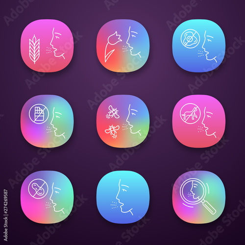 Allergies app icons set