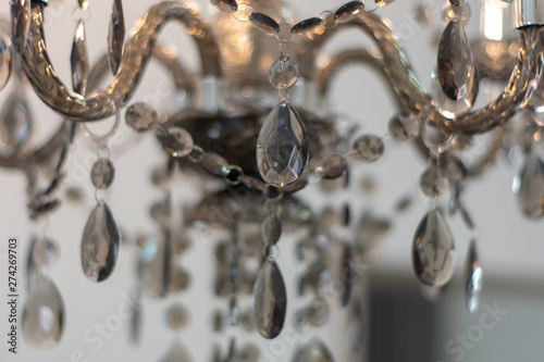 Crystal glass decorated with lamps in the house