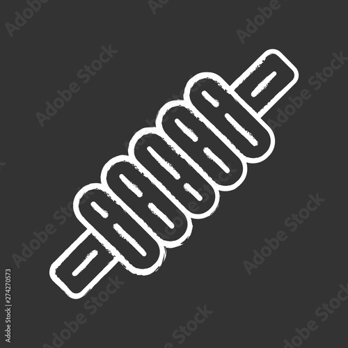 Cricket bail chalk icon. Sport equipment. Cylindrical piece of wood. Top part of wicket. Horizontal crossbar on gate. Bat and ball team game. Sports activity. Isolated vector chalkboard illustration