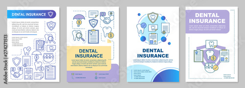 Dental insurance brochure template layout. Guaranteed savings. Flyer, booklet, leaflet print design with linear illustrations. Vector page layouts for magazines, annual reports, advertising posters