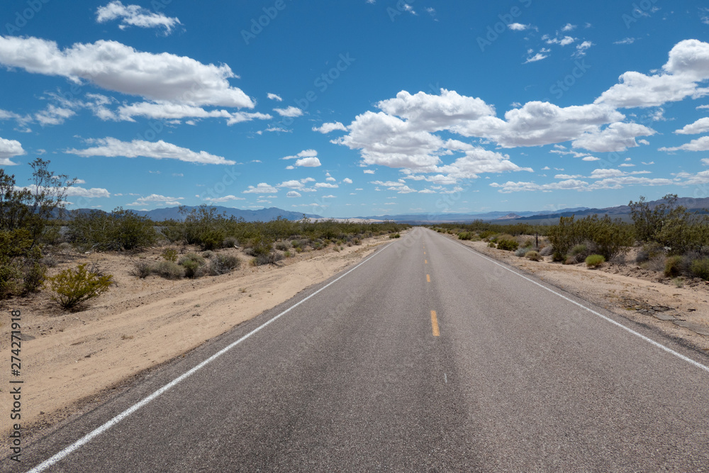 Road to nowhere in Mojave National Preserve, California
